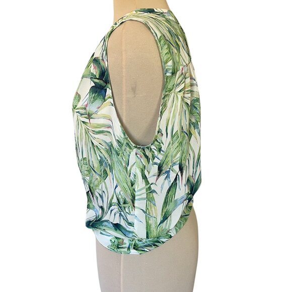 Carolina Belle Montreal Tropical Leaf Print Sleeveless Top, Size Medium - Picture 3 of 14